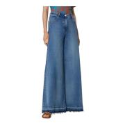 Wijde broek met hoge taille en rafelige zoom Silvian Heach , Blue , Da...