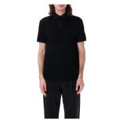 Zwart Flocked Lettering Polo Shirt Ss25 Emporio Armani , Black , Heren