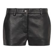 Leren shorts met achterzakken P.a.r.o.s.h. , Black , Dames