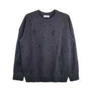 Zwarte Crew Neck Sweatshirt Distressed Yohji Yamamoto , Black , Heren