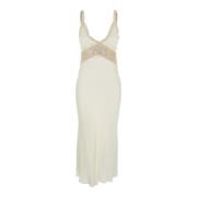 Witte Lange Jurk met Dunne Bandjes Semicouture , White , Dames