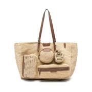 Beige Schoudertas met Meerdere Zakken Anya Hindmarch , Beige , Dames