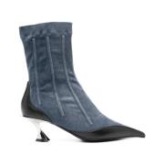 Indigo Blauw Leren Hak Schoenen Mugler , Blue , Dames