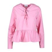 Katoenen Blouse Model Ganni , Pink , Dames