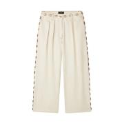 Witte Jeans met Zakken en Knopen Alanui , Beige , Dames