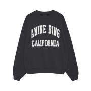 Zwart/Wit Logo Print Sweatshirt Anine Bing , Black , Dames