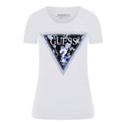 Driehoek Bloemen T-shirt Guess , White , Dames