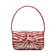 Zebra Print Kralen Foldover Schoudertas Staud , Red , Dames