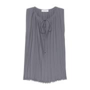 Slate Grey Mouwloze Trekkoord Top Lanvin , Gray , Dames