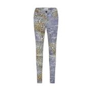 Luipaardprint High Waist Skinny Jeans One Teaspoon , Blue , Dames