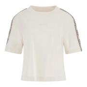 Britney Crop Tee Katoenen T-shirt Guess , Beige , Dames