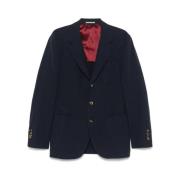 Navy Blue Jas met Knoopsluiting Brunello Cucinelli , Blue , Heren