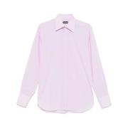 Roze Button-Up Shirt met gebogen zoom Tom Ford , Pink , Heren