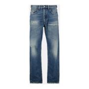 Vintage Blauwe Straight Cut Jeans Diesel , Blue , Heren