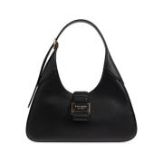 Zwarte Leren Schoudertas met Logo Kate Spade , Black , Dames