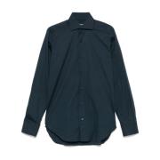 Midnight Blue Poplin Overhemd Barba , Blue , Heren