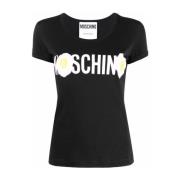 Zwart T-shirt met logo en gebakken ei ontwerp Moschino , Black , Dames