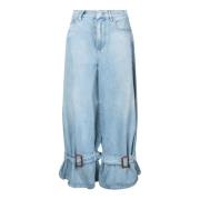 Verstelbare ruche wijde jeans JW Anderson , Blue , Dames