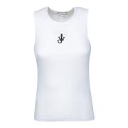 Ankerembleem geribbelde gebreide top JW Anderson , White , Dames