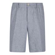 Délavé Linnen Bermuda Shorts Brunello Cucinelli , Blue , Heren