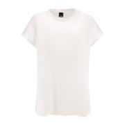 Zijden Crew-neck Korte Mouw Top Pinko , White , Dames