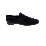 Blauwe Suède Penny Loafers Antica Cuoieria , Blue , Heren