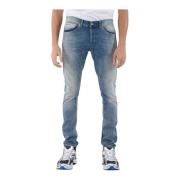 Gebruikte Skinny Fit Jeans met Metalen Logo Dondup , Blue , Heren