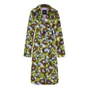 Trendy Faux Fur Lange Jas met Levendige Bloemenprint Cesare Gaspari , ...