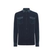 Blauw Velvet Shirt met Delavé Effect RRD , Green , Heren