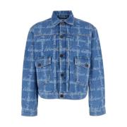 Blauwe Denim Jas met Bedrukt Logo Vivienne Westwood , Blue , Heren