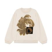 Beige Grafische Print Crew Neck T-shirt Dries Van Noten , Beige , Here...