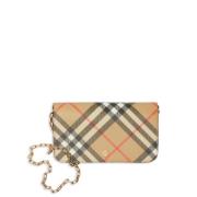 Vintage Check Ketting-Link Schoudertas Burberry , Beige , Dames