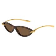 Cat Eye Zonnebril in Havana Tortoise Bottega Veneta , Brown , Unisex