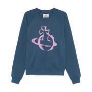 Indigo Blue Crew Neck Sweater Vivienne Westwood , Blue , Heren