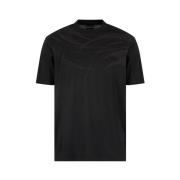 Zwarte katoenen T-shirt met borduurwerk Emporio Armani , Black , Heren