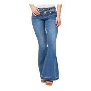 Blauwe Slim Fit Jeans met Wijde Zoom Fracomina , Blue , Dames