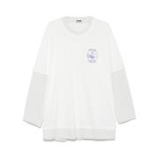 Witte Crew Neck Logo Print Sweater Magliano , White , Heren