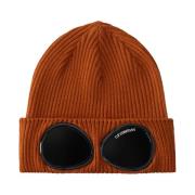 Wollen Gebreide Goggle Beanie Oranje C.p. Company , Orange , Unisex