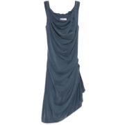 Blauwe Zijgleuf Cowl Neck Jurk Vivienne Westwood , Blue , Dames