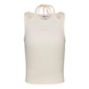 Witte Mouwloze Ronde Hals Top Tommy Jeans , White , Dames