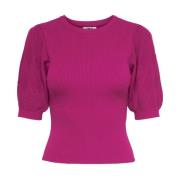 Fuchsia Gebreide Top Pofmouw Stijl Jacqueline de Yong , Pink , Dames