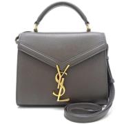 Pre-owned Leather handbags Yves Saint Laurent Vintage , Gray , Dames