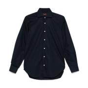 Midnight Blue Poplin Overhemd Barba , Blue , Heren