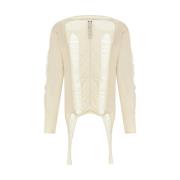 Witte Geribbelde Strap Sweater Rick Owens , White , Heren