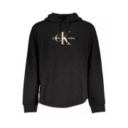 Zwarte katoenen hoodie voor mannen Calvin Klein , Black , Heren