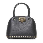 Zwarte leren schoudertas met studs Valentino Garavani , Black , Dames