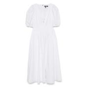 Witte Pofmouw Midi Jurk Rotate Birger Christensen , White , Dames