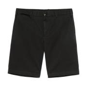 Zwarte Gabardine Shorts met Verborgen Zakken PT Torino , Black , Heren