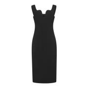 Zwarte Mouwloze Midi Jurk Giorgio Armani , Black , Dames