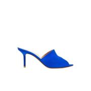 Indigo Satin High Heel Mules Francesco Russo , Blue , Dames